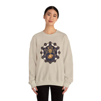 Sacred Geometry Alchemist Cat Sweatshirt - Heavy Blend Fleece Crewneck - Unisex White