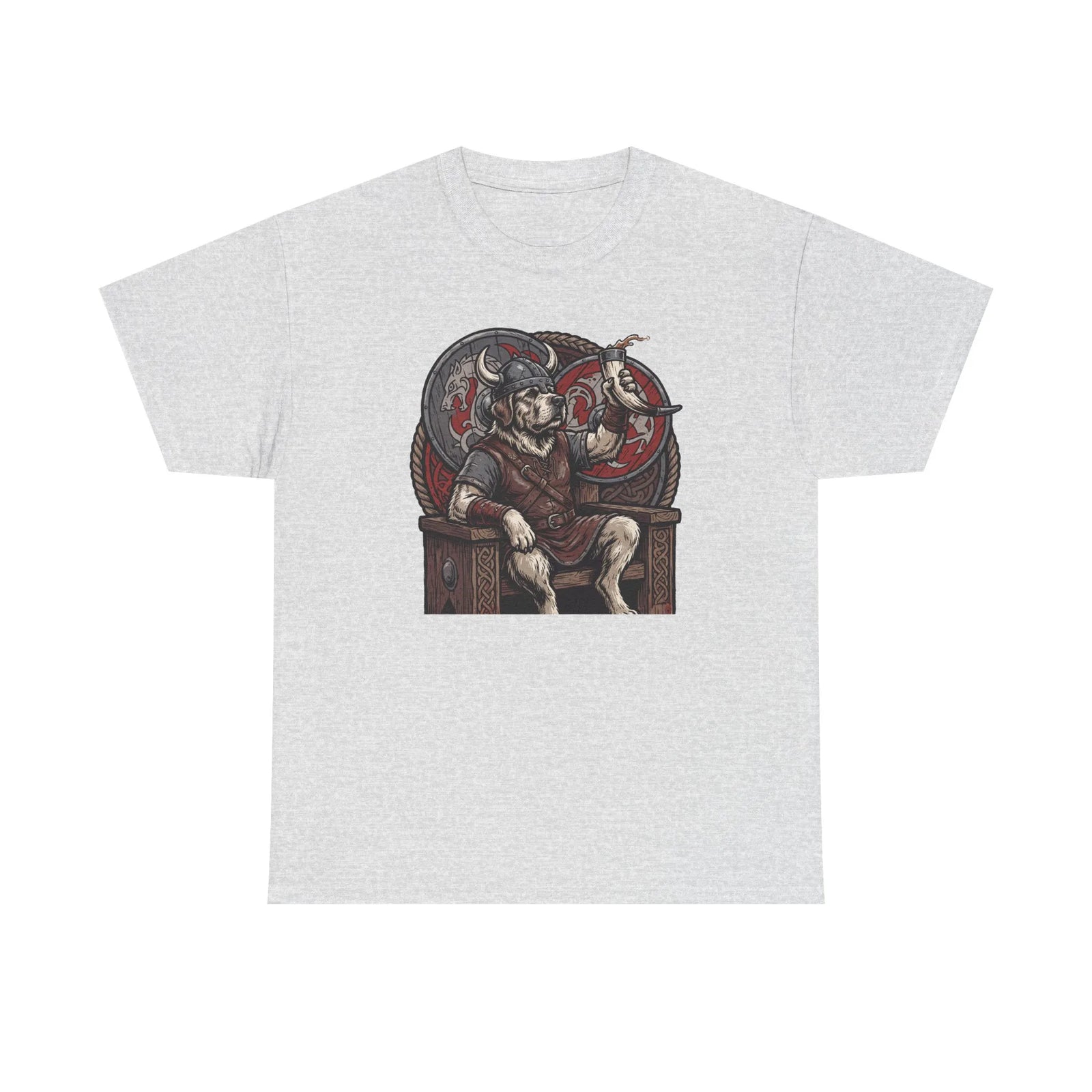 Viking Berserker Dogs Graphic T-Shirt - Heavy Cotton Classic Fit Tee - Unisex White