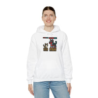 Boss Fight 8-Bit Pixel Gaming Cats Hoodie - Heavy Blend Fleece Pullover - Unisex White