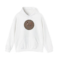 Norse Knotwork Hound Hoodie - Heavyweight Cotton Blend Pullover - Unisex White