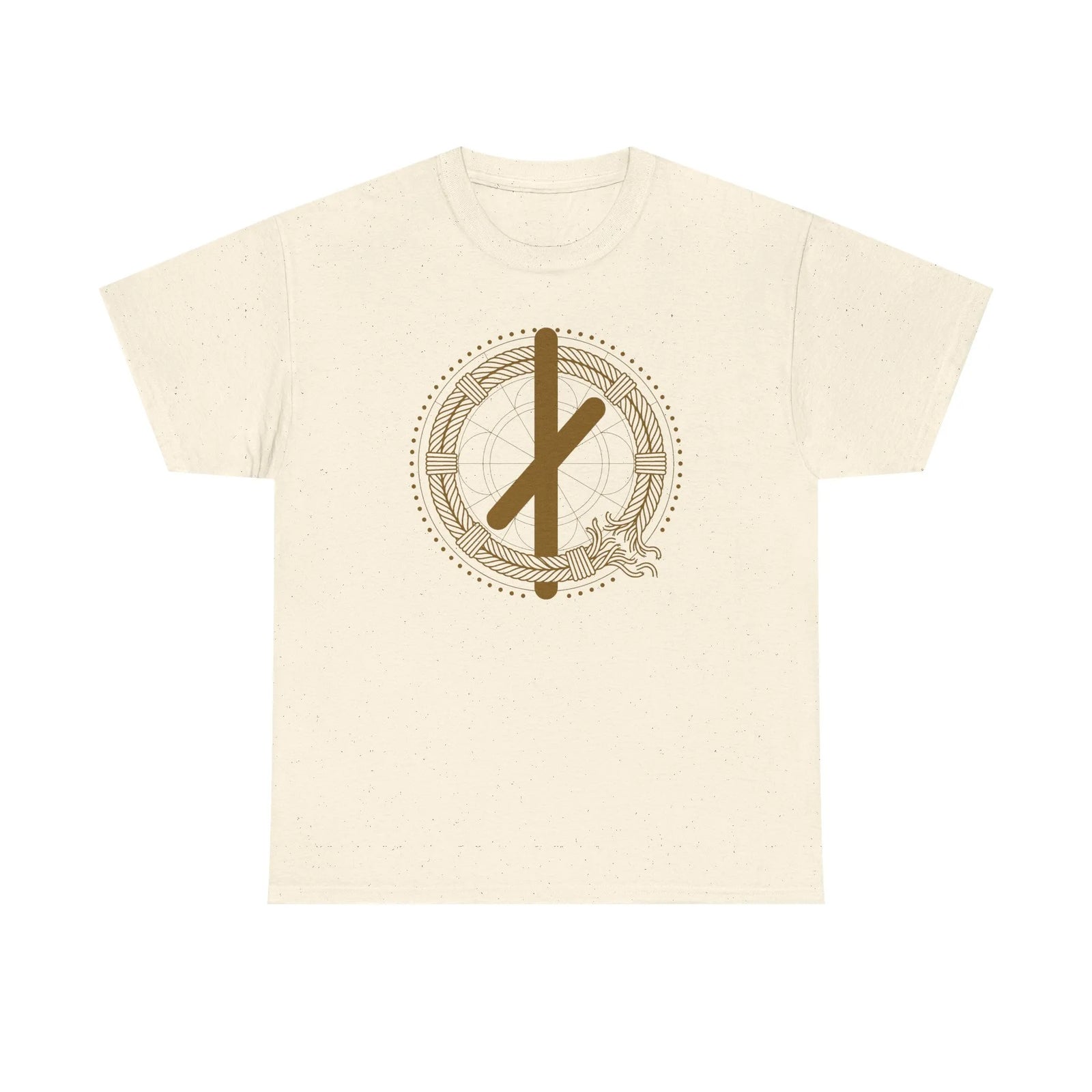 Nauthiz Norse Rune Graphic T-Shirt - Heavyweight Cotton Classic Tee - Unisex White