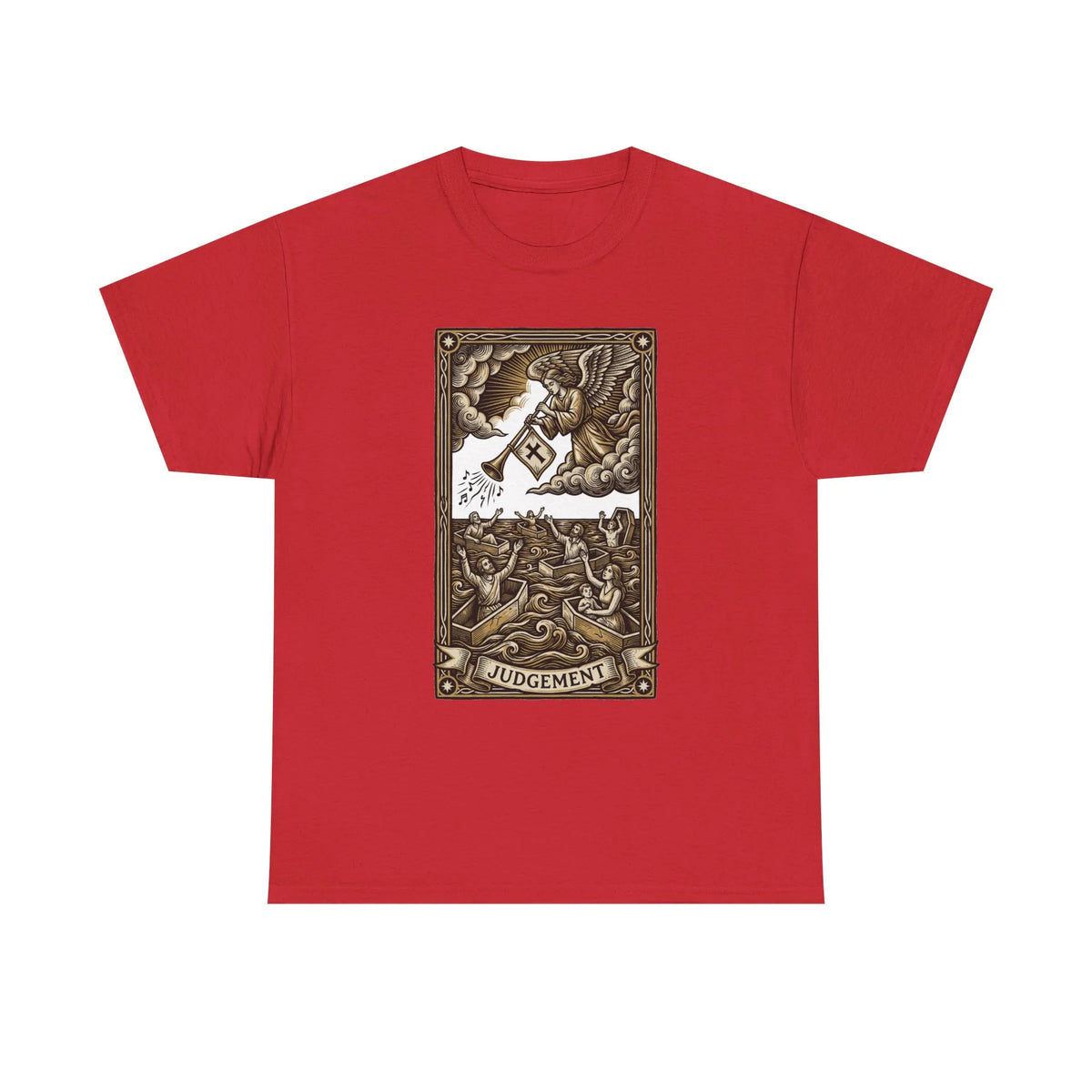 Judgement Angel Graphic T-Shirt - Heavy Cotton Classic Fit Tee - Unisex White