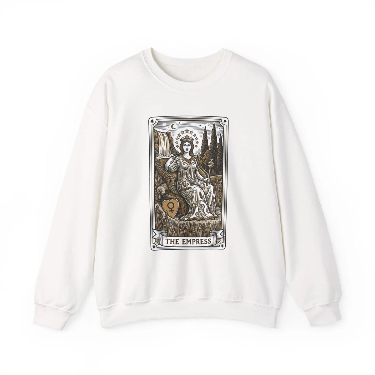 Major Arcana Empress Tarot Card Sweatshirt - Soft Heavy Blend Crewneck - Unisex White