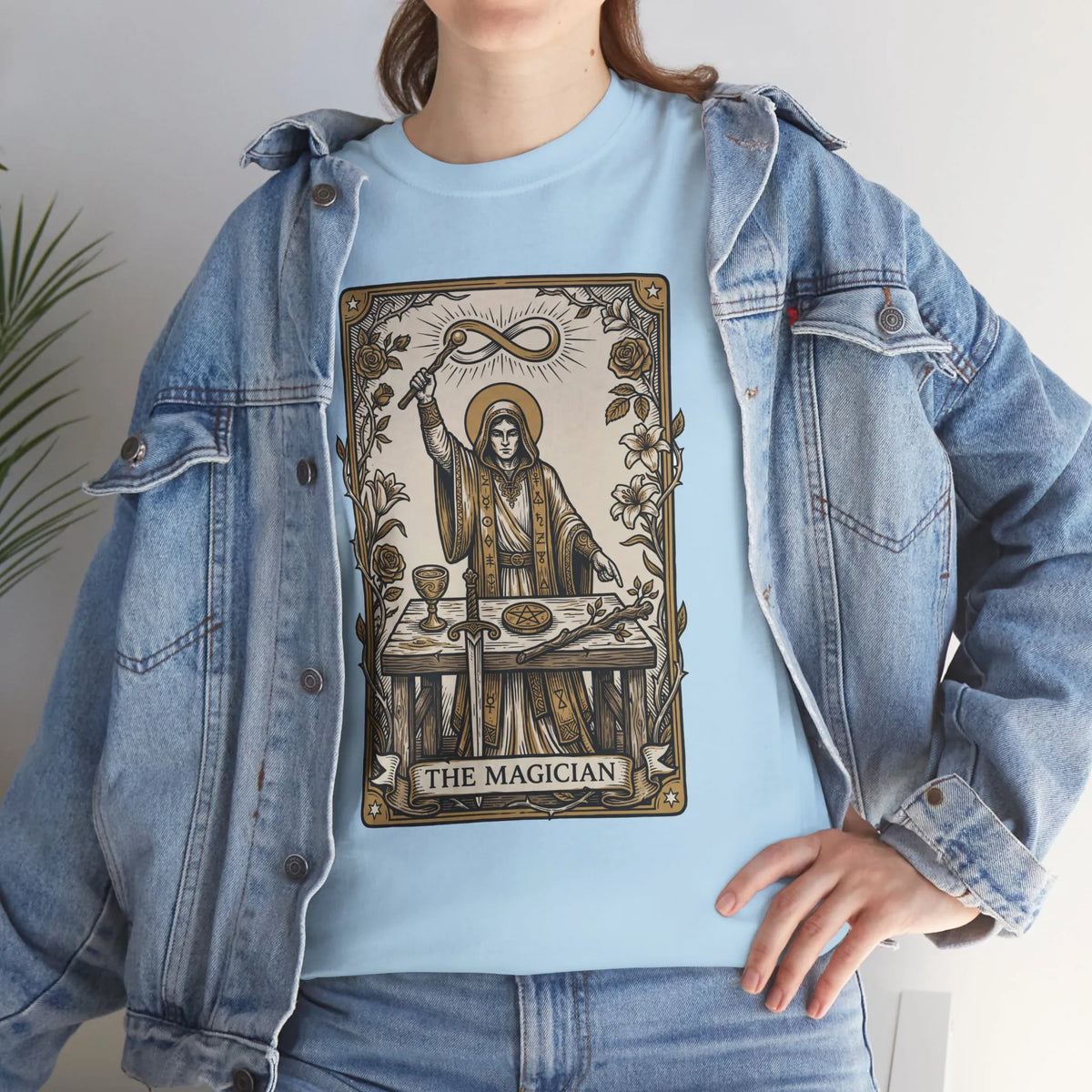 The Magician Tarot Card T-Shirt - Heavyweight 100% Cotton Classic Tee - Unisex White