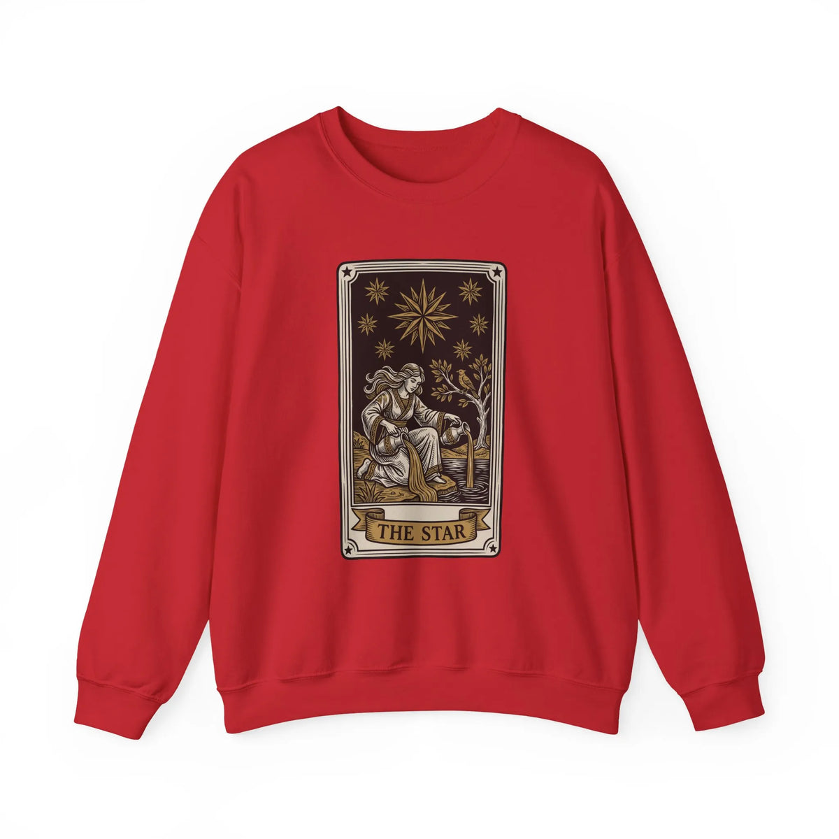 The Star Tarot Card Sweatshirt - 50/50 Cotton Polyester Crewneck - Unisex White