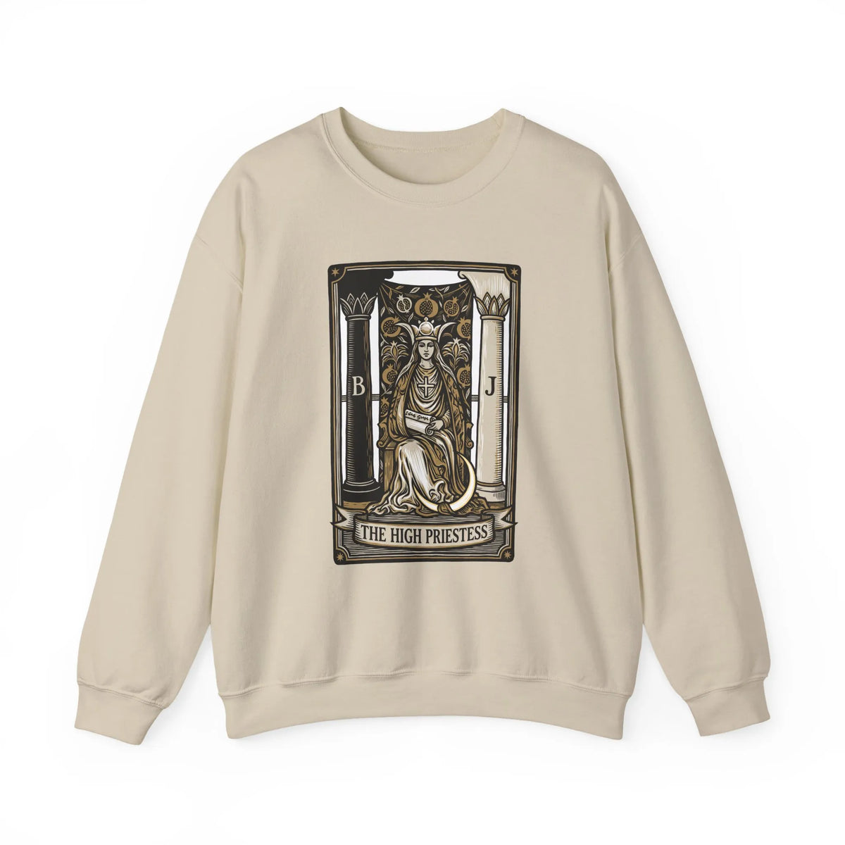 The High Priestess Tarot Card Sweatshirt - Heavy Blend Fleece Crewneck - Unisex White