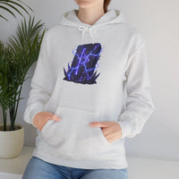 Thurisaz Rune Lightning Graphic Hoodie - Heavy Blend Fleece Pullover - Unisex White