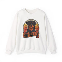 Rottweiler Retro Sunset Sweatshirt - Heavy Blend Fleece Crewneck - Unisex White