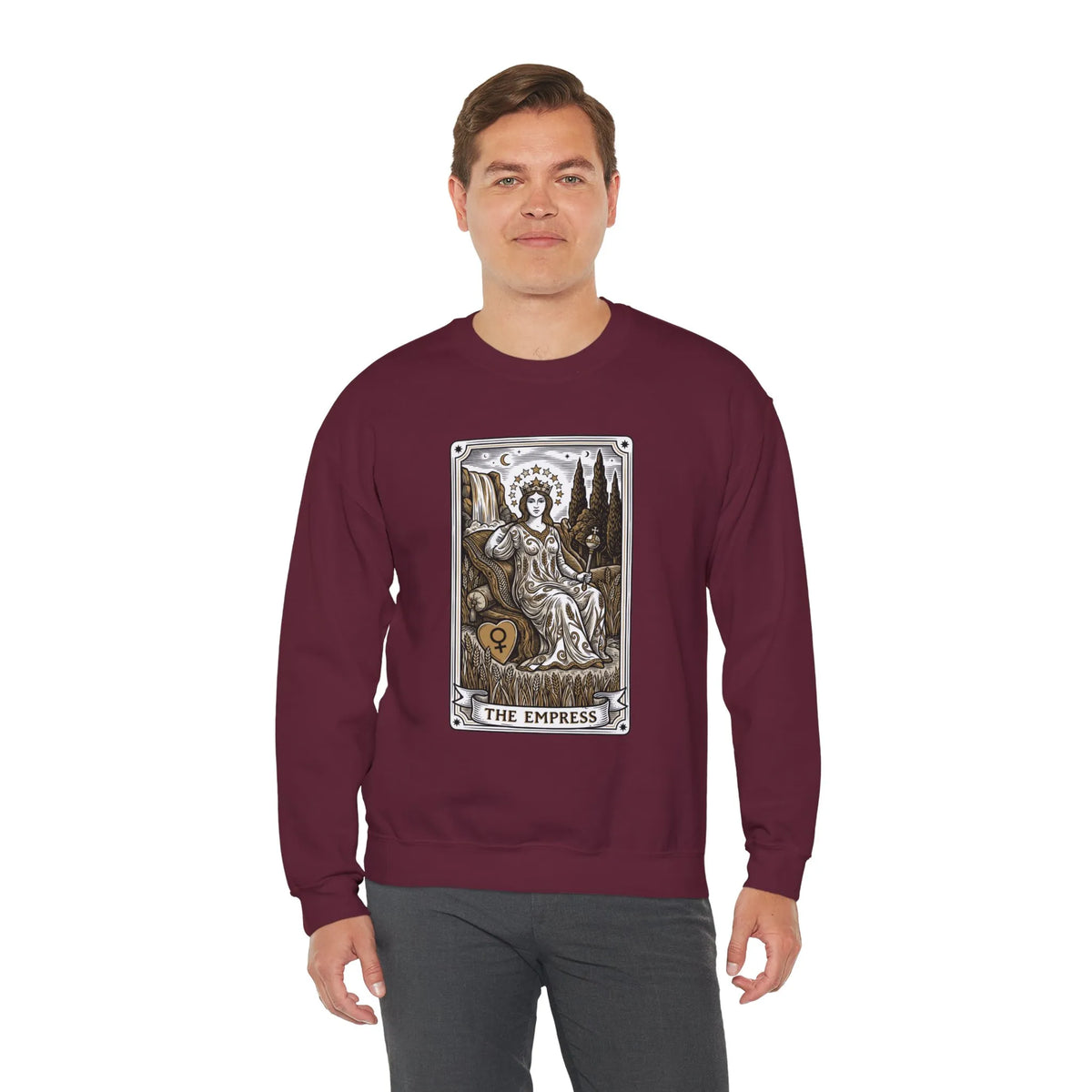 Major Arcana Empress Tarot Card Sweatshirt - Soft Heavy Blend Crewneck - Unisex White
