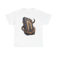 Uruz Rune Wild Ox Strength T-Shirt - Heavy Cotton Classic Fit Tee - Unisex White