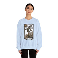 The Fool Tarot Card Graphic Sweatshirt - Heavy Blend Crewneck Fleece - Unisex White