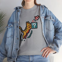 8-Bit Pixel Gaming Cats Graphic T-Shirt - Heavy Cotton Classic Fit Tee - Unisex White