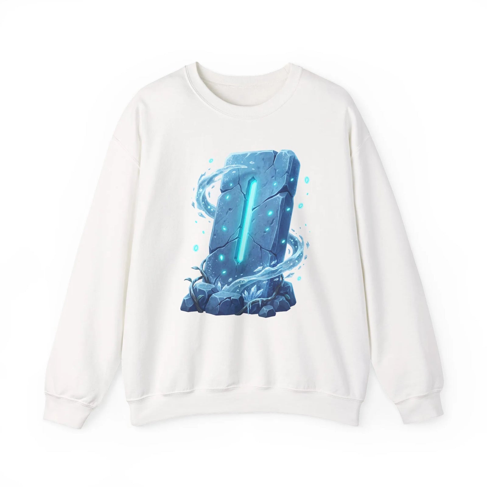 Isa Rune Ice Glacier Sweatshirt - Heavy Blend Fleece Crewneck - Unisex White
