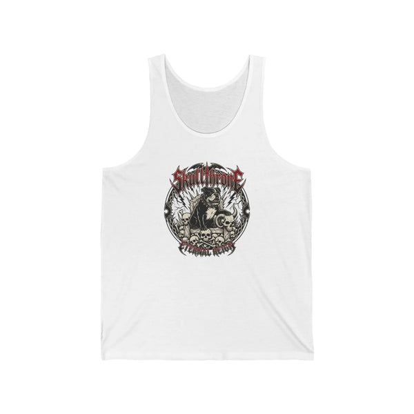 Skull Throne Rocker Dogs Graphic Tank Top - Soft Ringspun Cotton Jersey - Unisex Athletic Heather