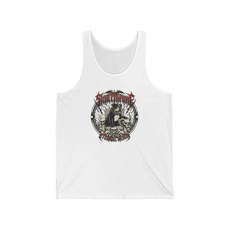 Skull Throne Rocker Dogs Graphic Tank Top - Soft Ringspun Cotton Jersey - Unisex Athletic Heather