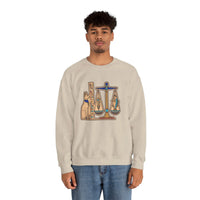 Egyptian Cat Scales Graphic Sweatshirt - Heavy Blend Fleece Crewneck - Unisex White