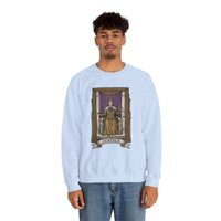 Justice Tarot Card Sweatshirt - Heavy Blend Cotton Poly Crewneck - Unisex White