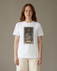 Tarot The Star Card Graphic T-Shirt - Heavy Cotton Classic Fit Tee - Unisex Off White