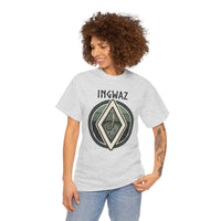 Ingwaz Seed Rune Graphic T-Shirt - Heavy Cotton Classic Fit Tee - Unisex White
