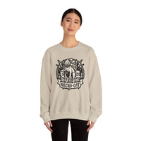 Skull Throne Heavy Metal Cats Sweatshirt - Heavy Blend Fleece Crewneck - Unisex White