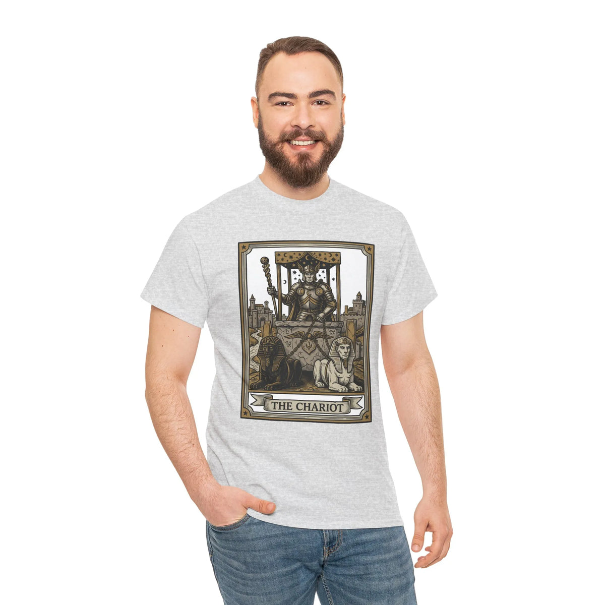The Chariot Tarot Card T-Shirt - Heavy Cotton Classic Fit Tee - Unisex White