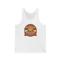 Scottish Fold Retro Sunset Tank Top - Soft Jersey Retail Fit - Unisex White