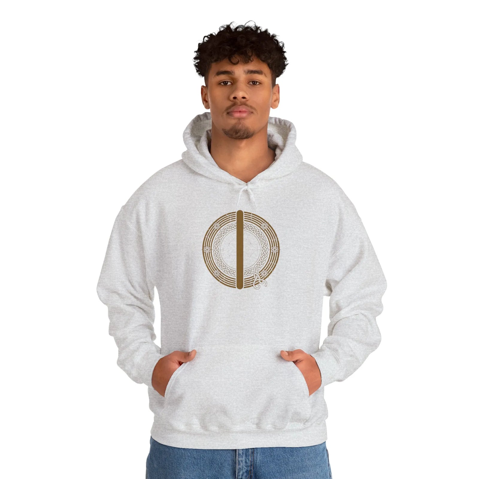 Isa Ice Stillness Rune Hoodie - Heavyweight Cotton Blend Pullover - Unisex White