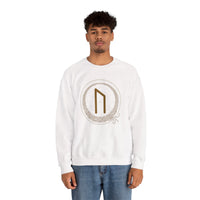Uruz Rune Vitality Sweatshirt - Classic Fit Cotton Blend Crewneck - Unisex Off White