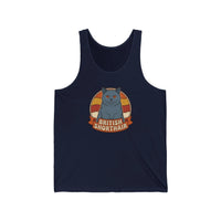 British Shorthair Retro Sunset Tank Top - Soft Lightweight Cotton Jersey - Unisex White