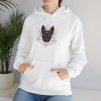 Third Eye Sacred Geometry Spirit Dogs Hoodie - Heavy Blend Fleece Pullover - Unisex White