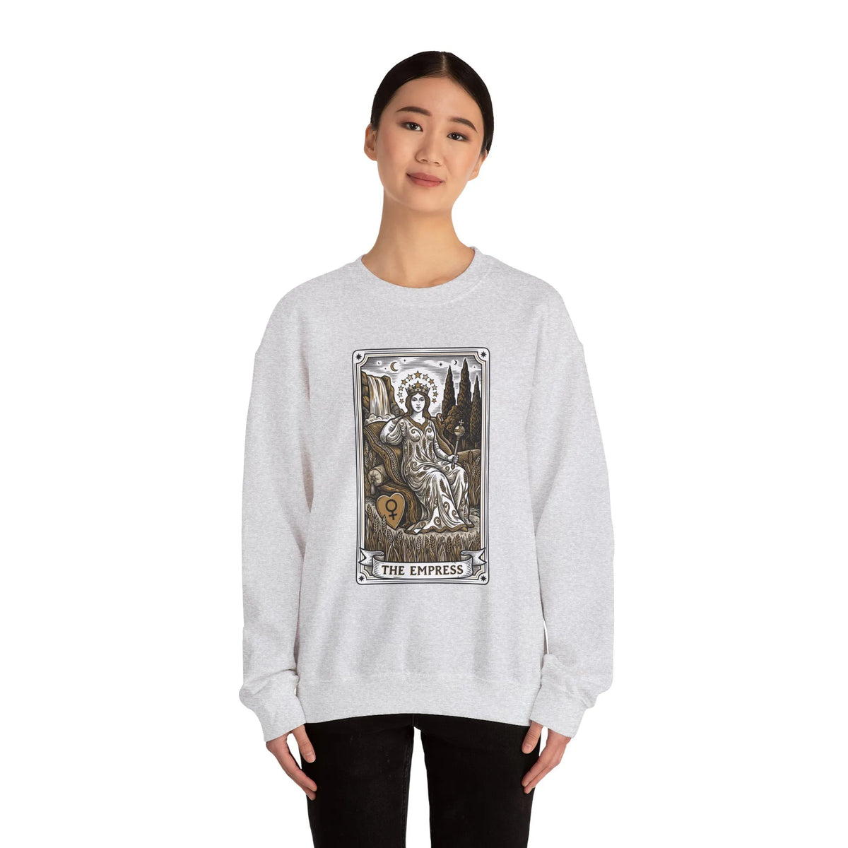 Major Arcana Empress Tarot Card Sweatshirt - Soft Heavy Blend Crewneck - Unisex White