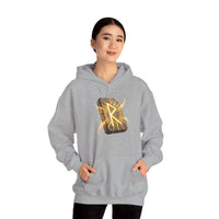 Raido Rune Journey Wheel Hoodie - Soft Cotton Blend Pullover Hooded - Unisex White