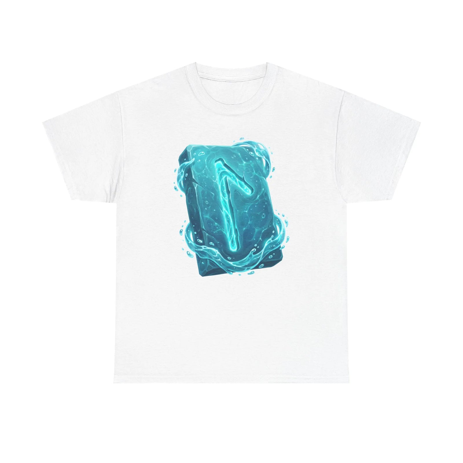Laguz Water Rune Intuition Graphic T-Shirt - Heavy Cotton Classic Fit Tee - Unisex White