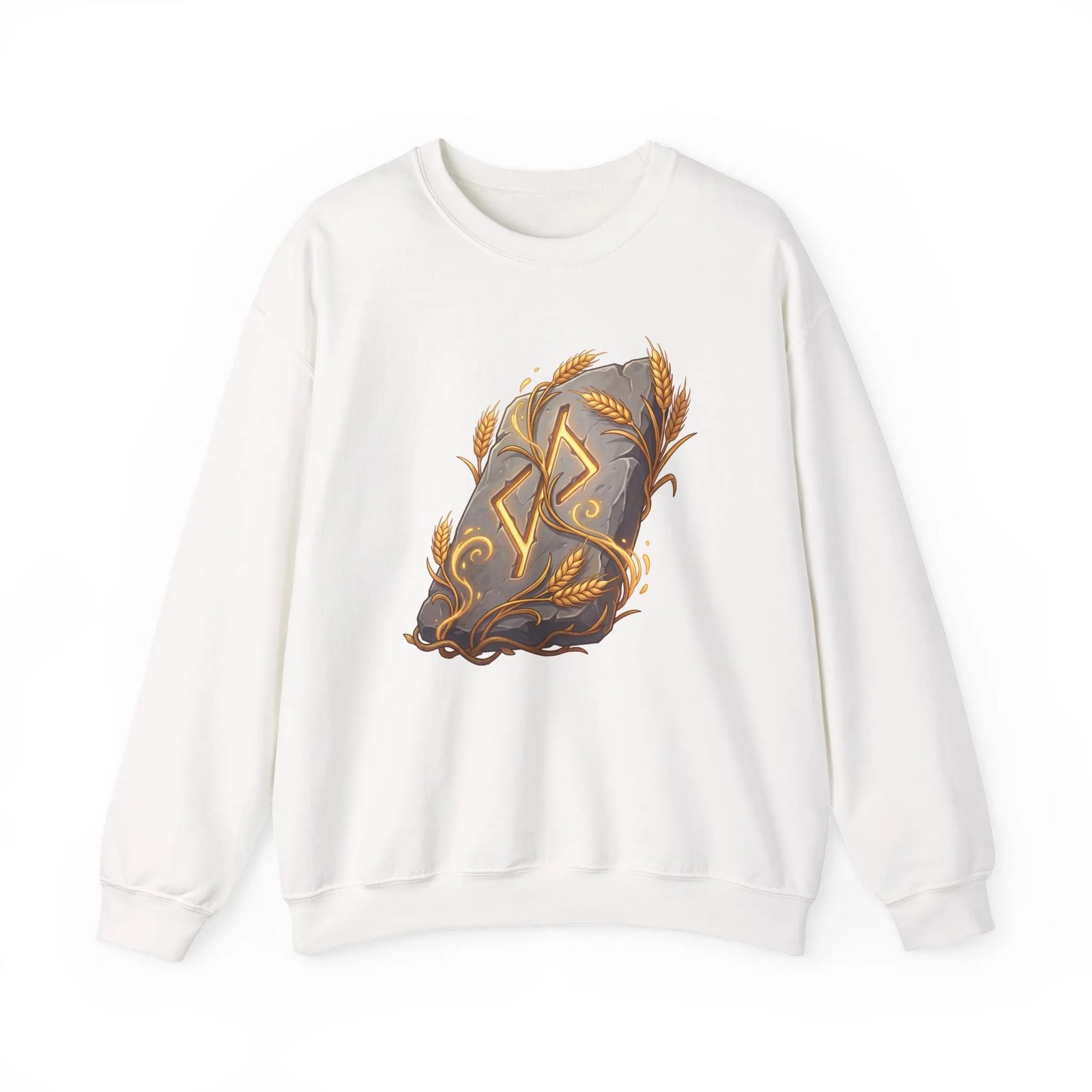 Jera Rune Harvest Graphic Sweatshirt - Heavy Blend Cotton Polyester Crewneck - Unisex White