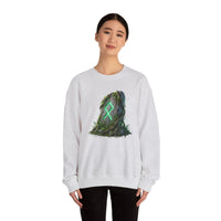 Othala Rune Ancient Stone Sweatshirt - Heavy Blend Cotton Polyester Crewneck - Unisex White