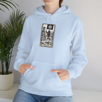 Death Tarot Card Graphic Hoodie - Medium-Heavy Cotton-Poly Blend Pullover - Unisex White