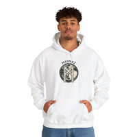 Mannaz Rune Symbol Graphic Hoodie - Heavy Blend Fleece Pullover - Unisex White