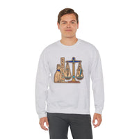 Egyptian Cat Scales Graphic Sweatshirt - Heavy Blend Fleece Crewneck - Unisex White