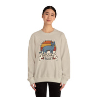 Russian Blue Retro 70s Sunset Sweatshirt - Heavy Blend Crewneck - Unisex White