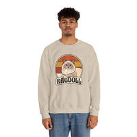 Ragdoll Cat Retro Sunset Sweatshirt - Heavy Blend Fleece Crewneck - Unisex White