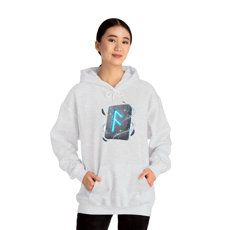 Ansuz Rune Odin's Raven Graphic Hoodie - Medium Heavy Fabric Classic Fit - Unisex White