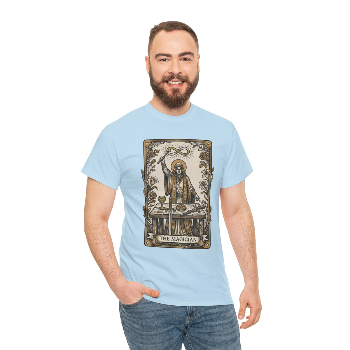 The Magician Tarot Card T-Shirt - Heavyweight 100% Cotton Classic Tee - Unisex White