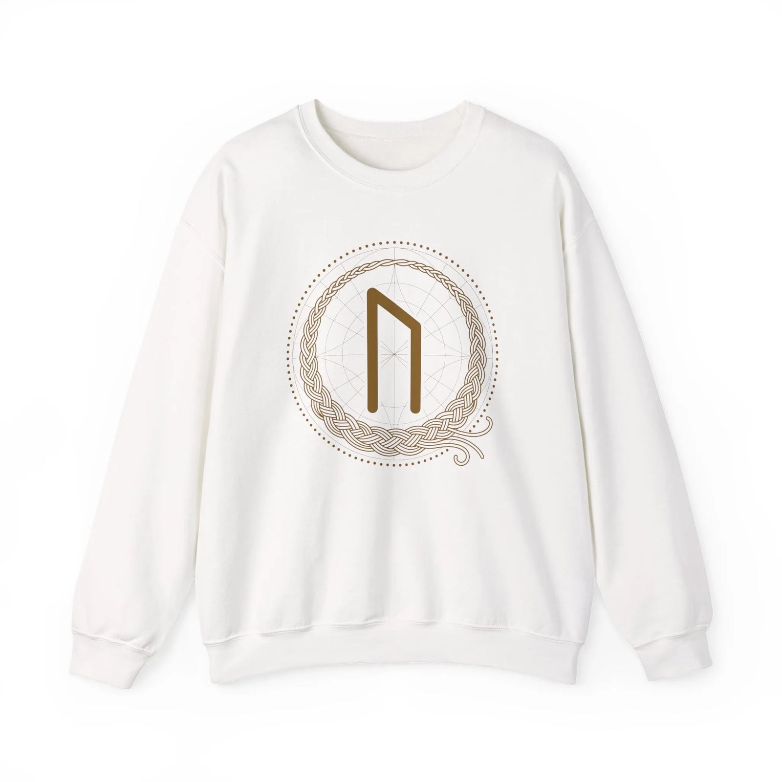 Uruz Rune Vitality Sweatshirt - Classic Fit Cotton Blend Crewneck - Unisex Off White
