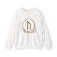 Uruz Rune Vitality Sweatshirt - Classic Fit Cotton Blend Crewneck - Unisex Off White