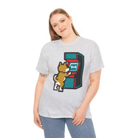 8-Bit Pixel Gaming Dog T-Shirt - Heavyweight Cotton Classic Fit Tee - Unisex White