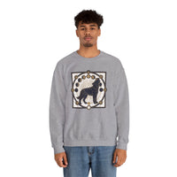 Sacred Geometry Spirit Dog Sweatshirt - Heavyweight Cotton Blend Crewneck - Unisex White