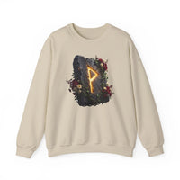 Wunjo Rune Blossom Sweatshirt - Heavy Blend Crewneck Fleece - Unisex Ash