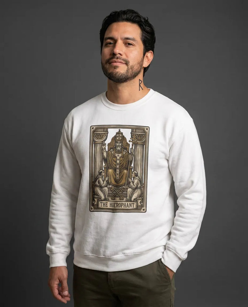 Hierophant Tarot Card Sweatshirt - Heavy Blend Crewneck Fleece - Unisex Ash