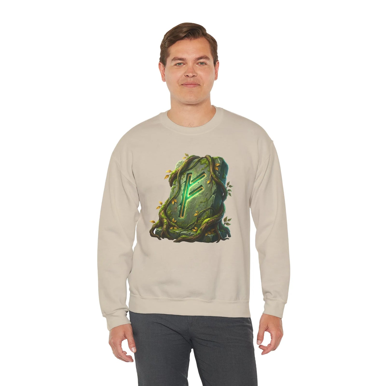 Fehu Wealth Rune Sweatshirt - Heavy Blend Fleece Crewneck - Unisex White