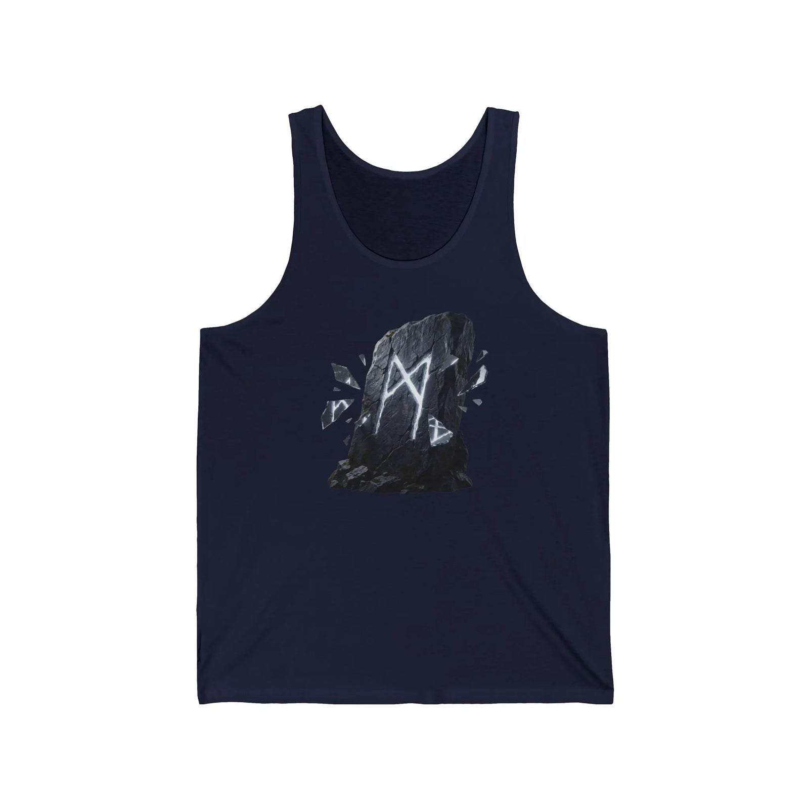 Mannaz Rune Stone Graphic Tank Top - Soft Ringspun Cotton Retail Fit - Unisex White